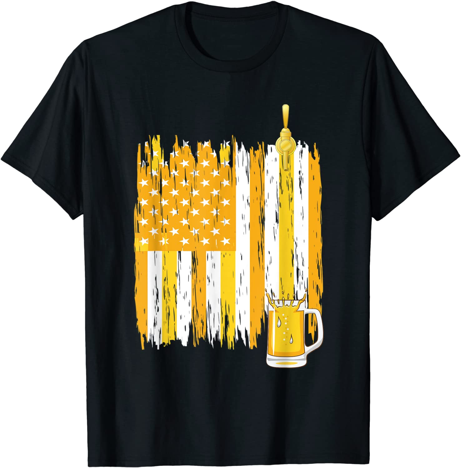 Funny Beer Lovers Drinking Design - USA Flag Beer Glass Gift T-Shirt
