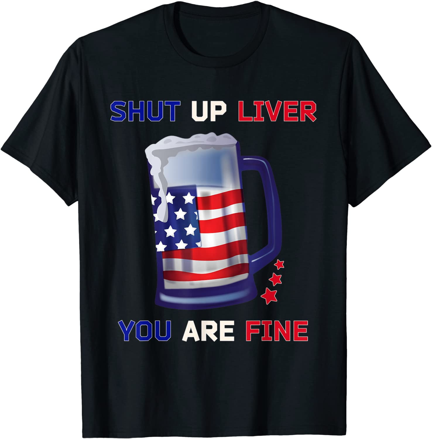 Funny Beer Mug Outfit USA Flag 4th Of July Clothes Men Gift T-Shirt