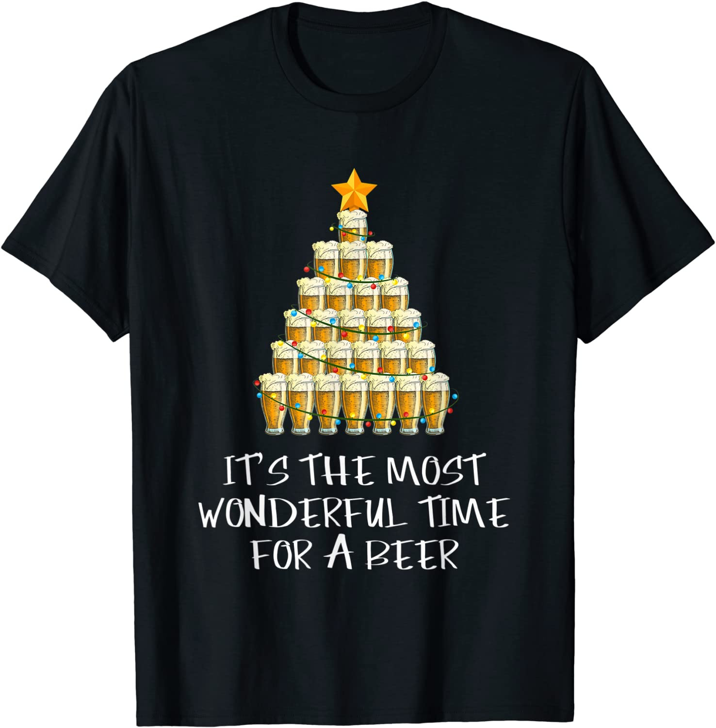 Funny Drinking Beer Lover Christmas Beer Tree T-Shirt