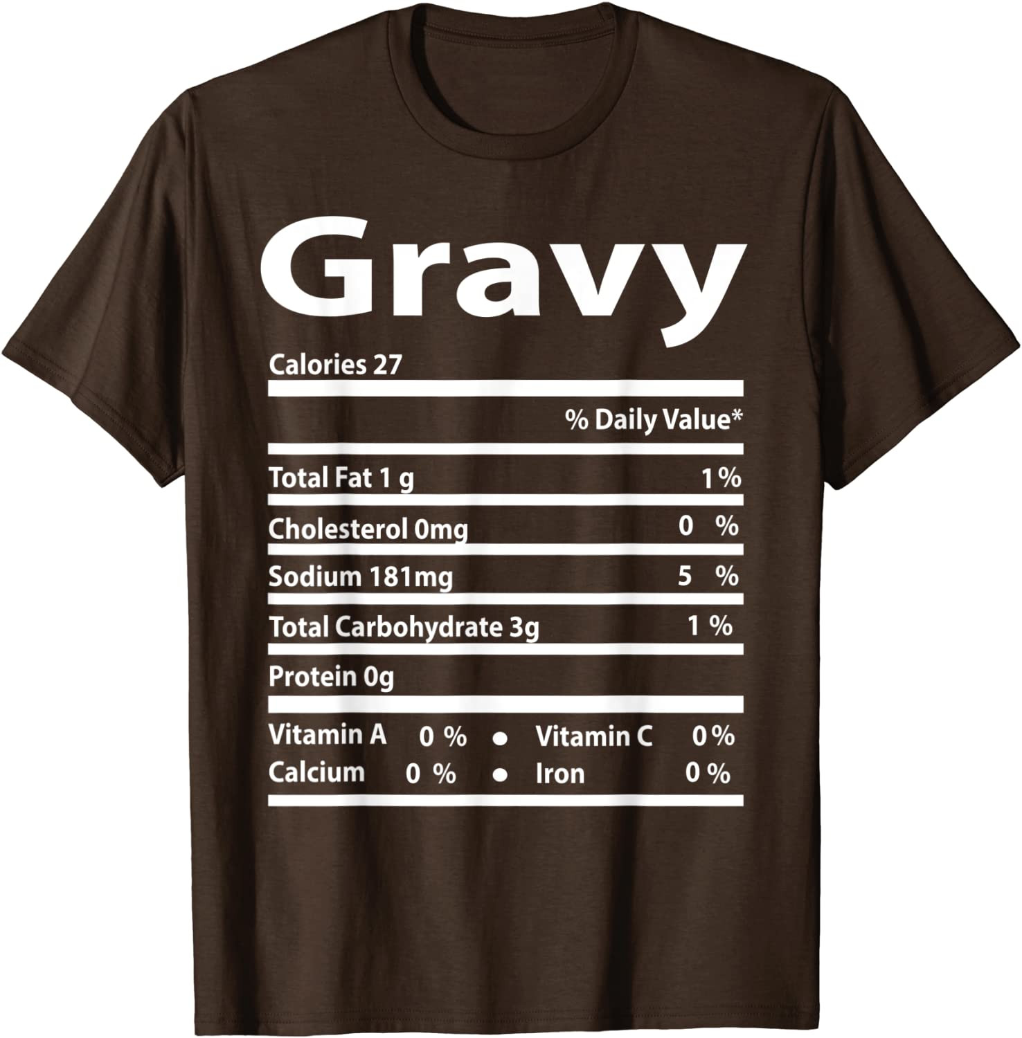 Funny Gravy Nutrition Fact Gift For Thanksgiving Christmas T-Shirt