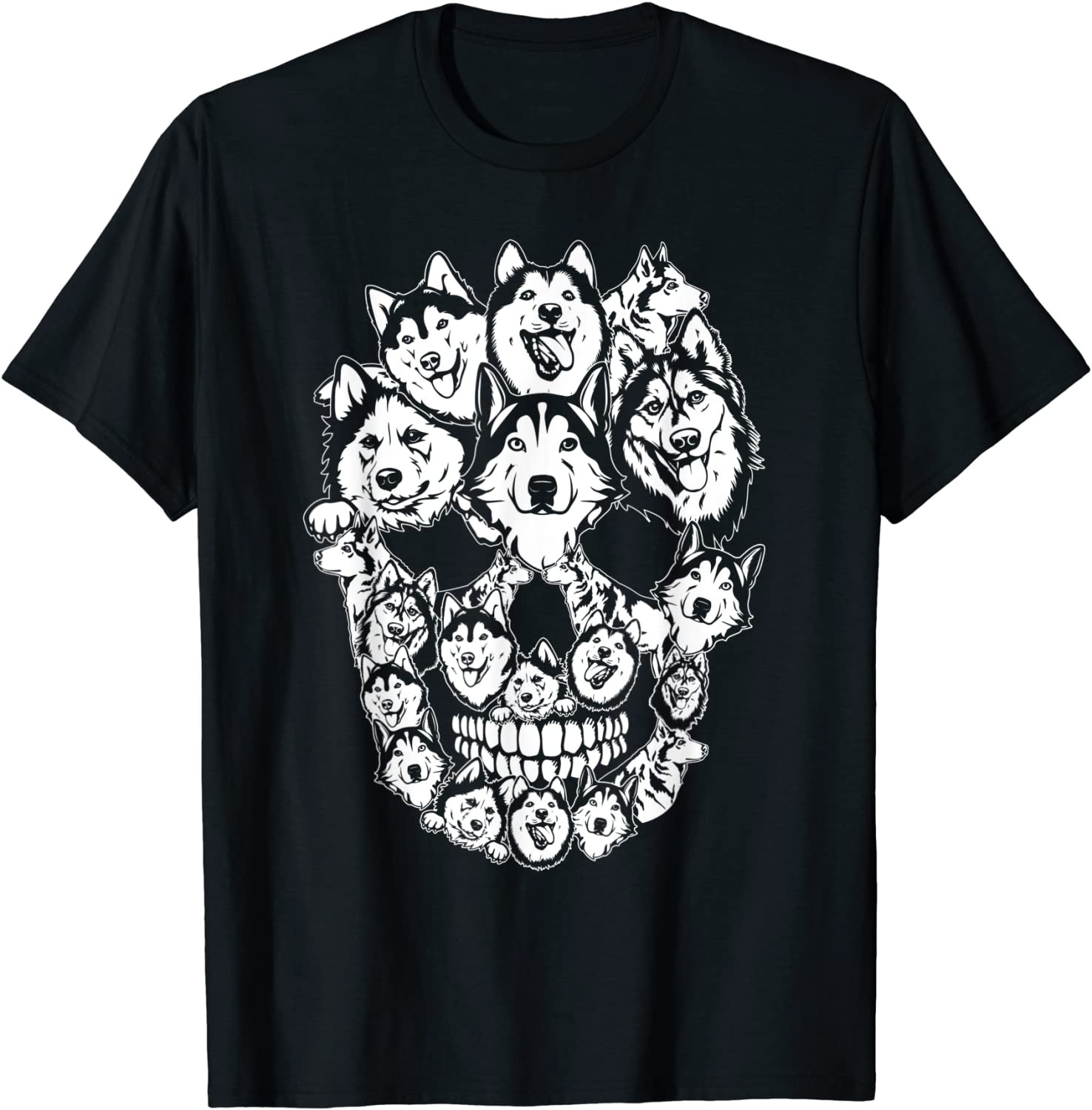 Funny Halloween Costume Skull Siberian Husky Dog Lover Gift T-Shirt