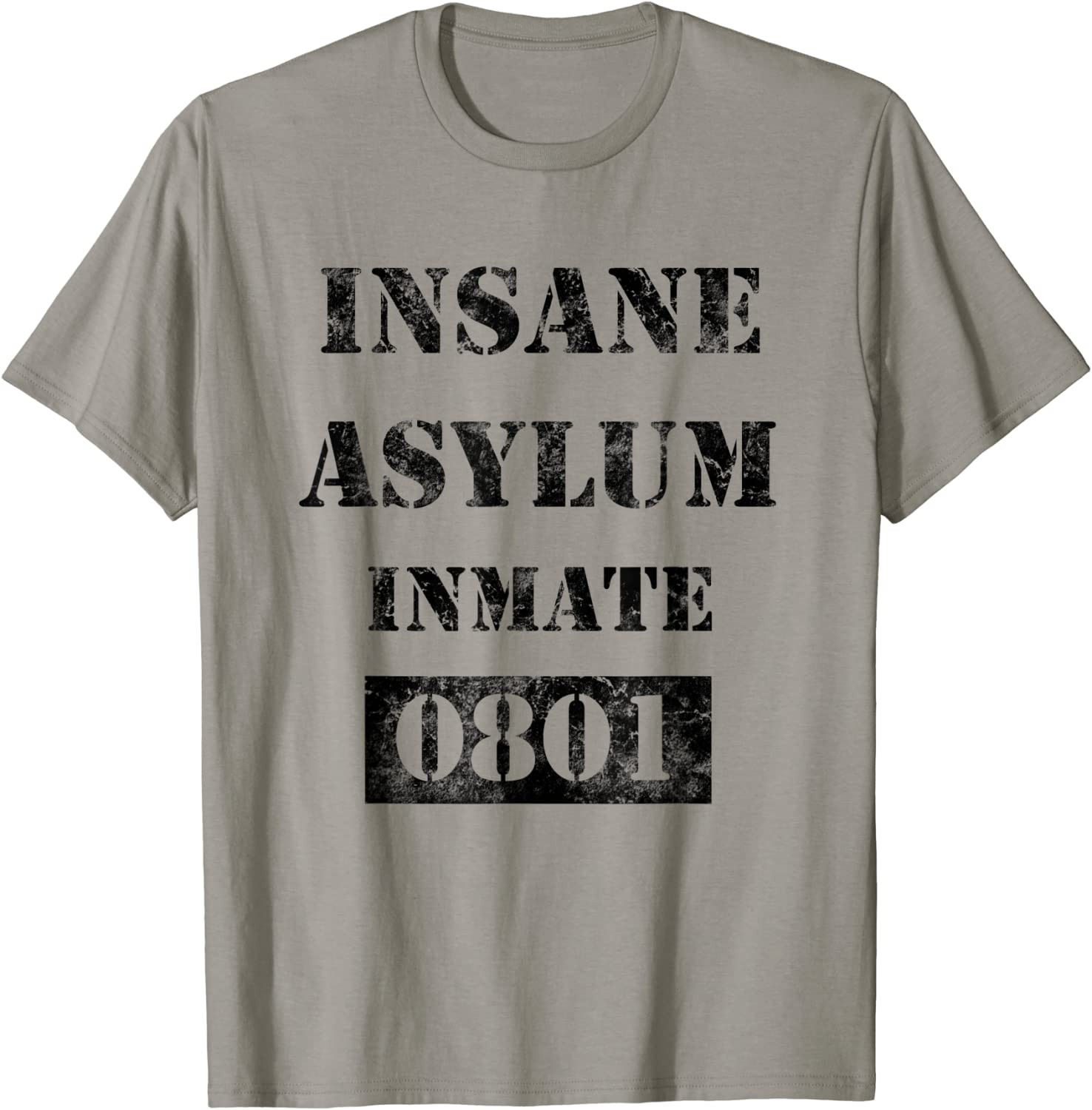 Funny Halloween Prison Costume Insane Asylum Blk Distressed T-Shirt