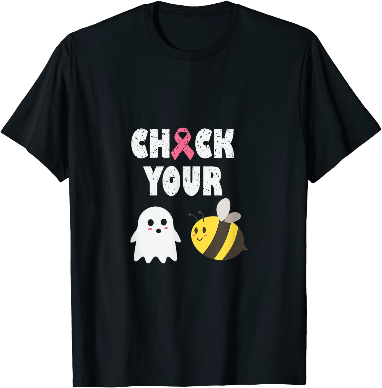Funny In October, We Wear Pink Halloween Check Your Boos Bee T-Shirt