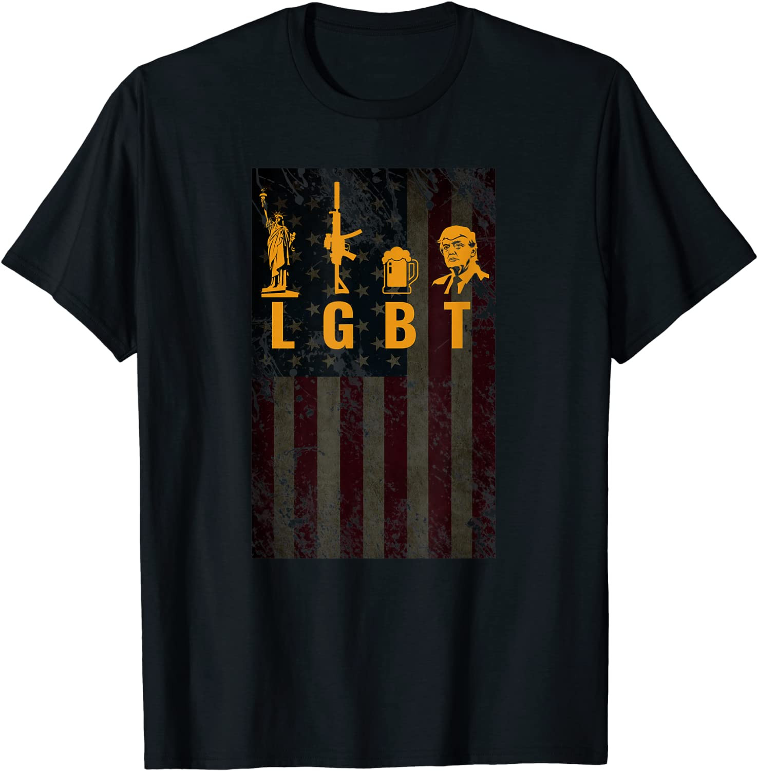 Funny LGBT Liberty Guns Beer Trump Support T-Shirt
