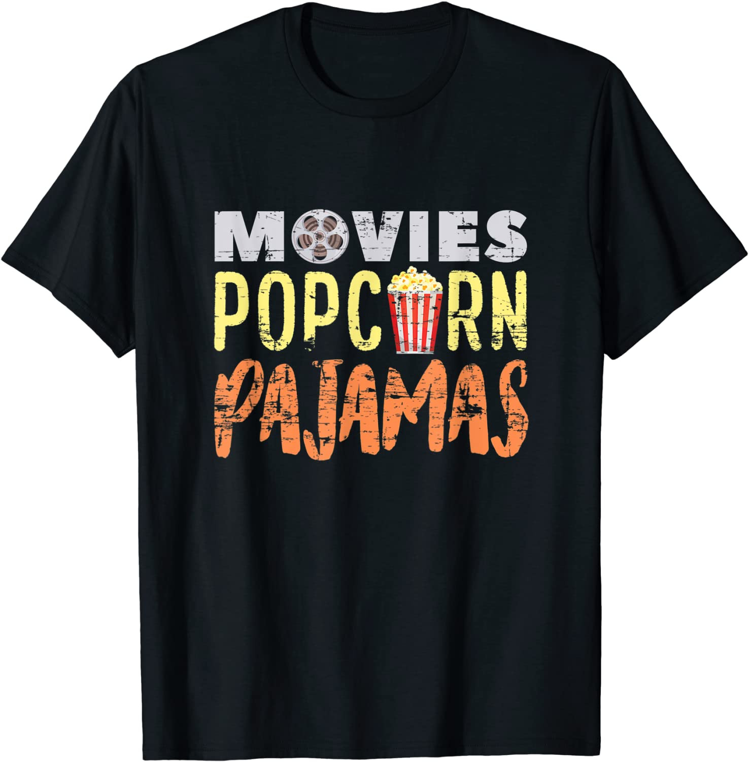 Funny Pajama Party Movies Night Gift Snack Popcorn T-Shirt