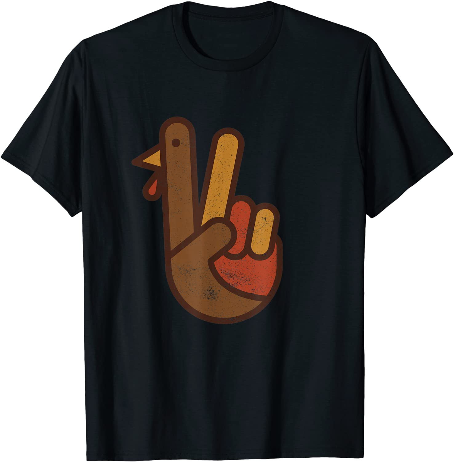 Funny Turkey Hand Thanksgiving Retro Vintage Top T-Shirt