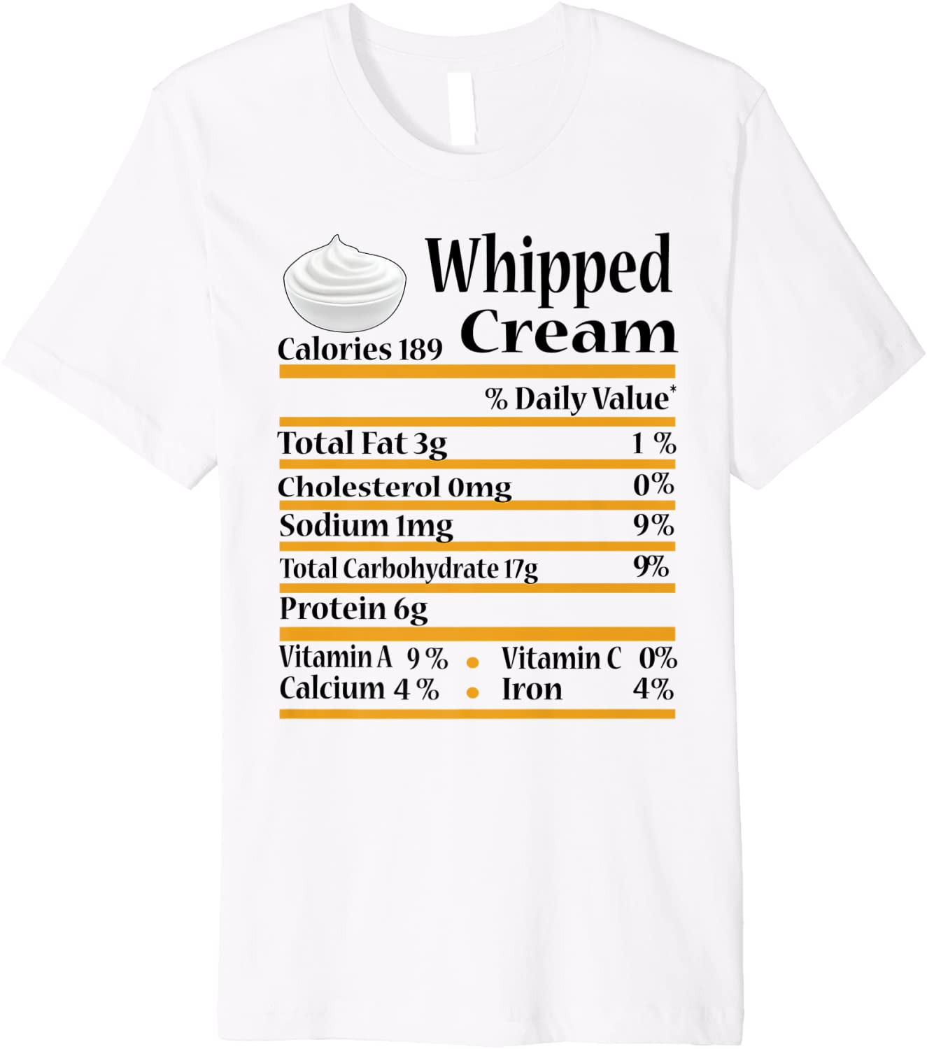 Funny Whipped Cream Nutrition Fact Thanksgiving Christmas T-Shirt