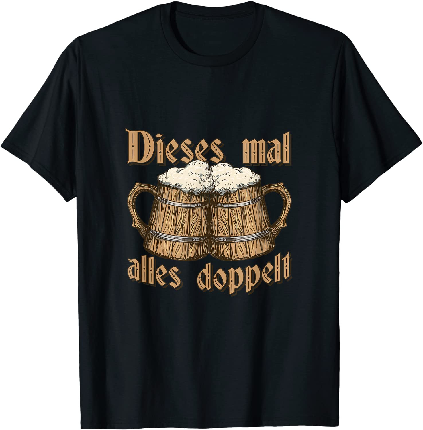 German Beer Drinking Double Draft Wooden Jugs T-Shirt