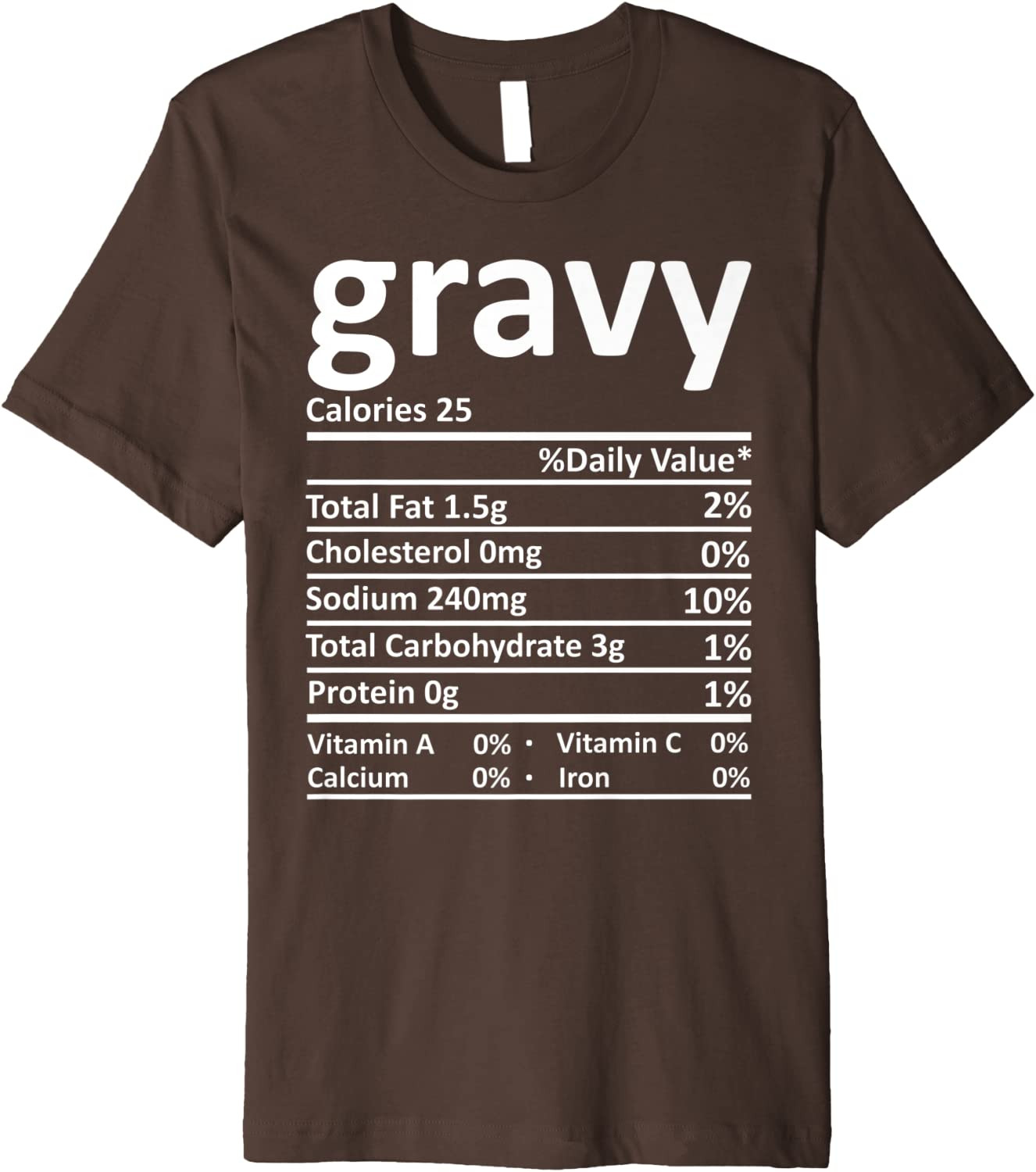 Gravy Nutrition Thanksgiving Costume Food Facts Christmas T-Shirt