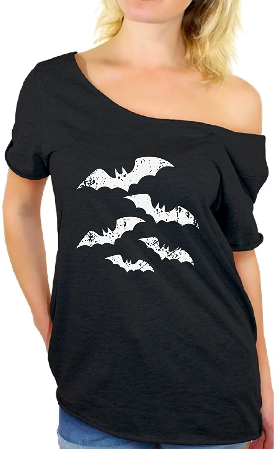 Halloween Bats Off The Shoulder Tops For Women T-Shirt