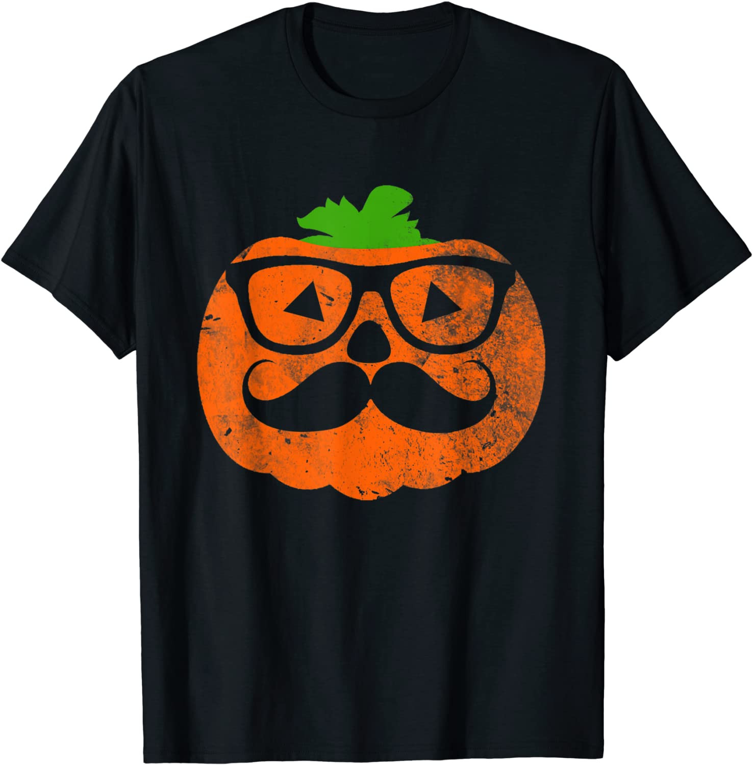 Halloween Nerd Geek Pumpkin With Mustache Wearing Glasses T-Shirt