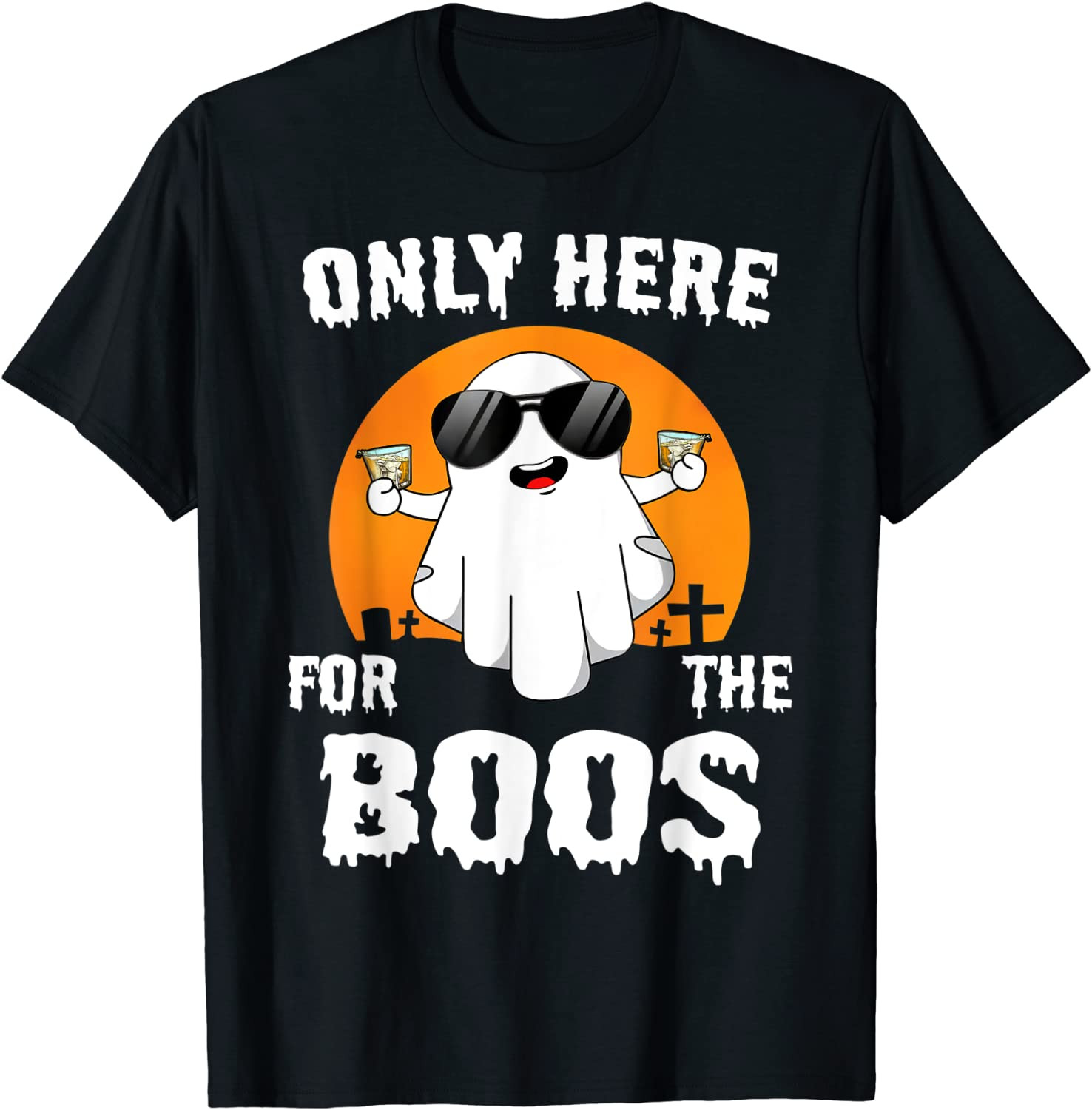 Halloween Only Here For The Boos Bourbon Drinking Team T-Shirt