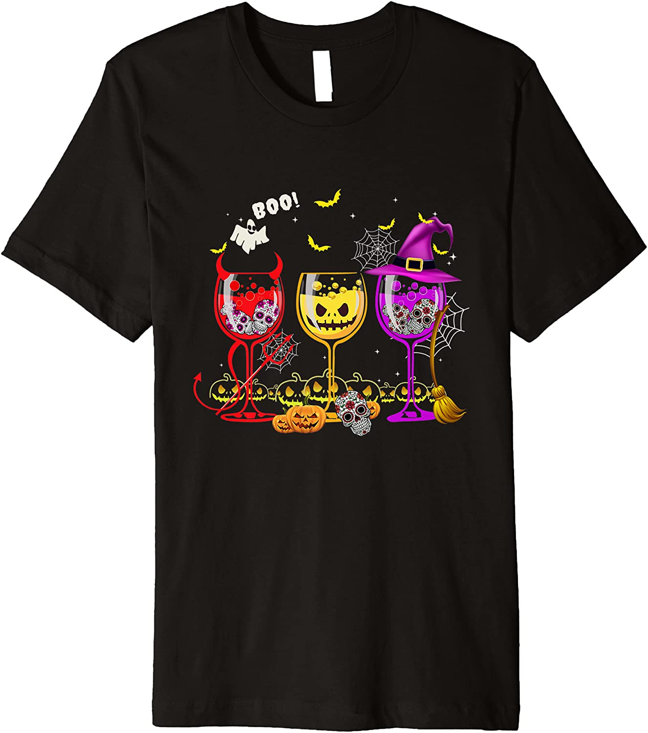 Halloween Party Drinking Glass Wine Boo Lovers T-Shirt