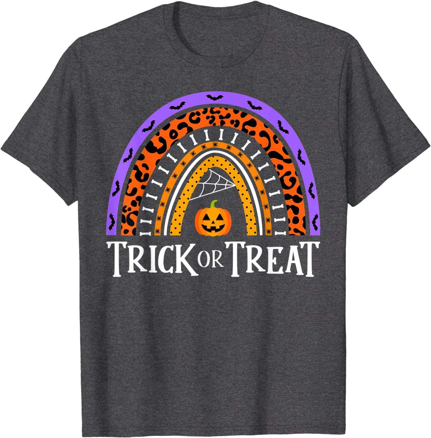 Halloween Rainbow Trick Or Treat Pumpkin Boo Kids Boys Girls T-Shirt