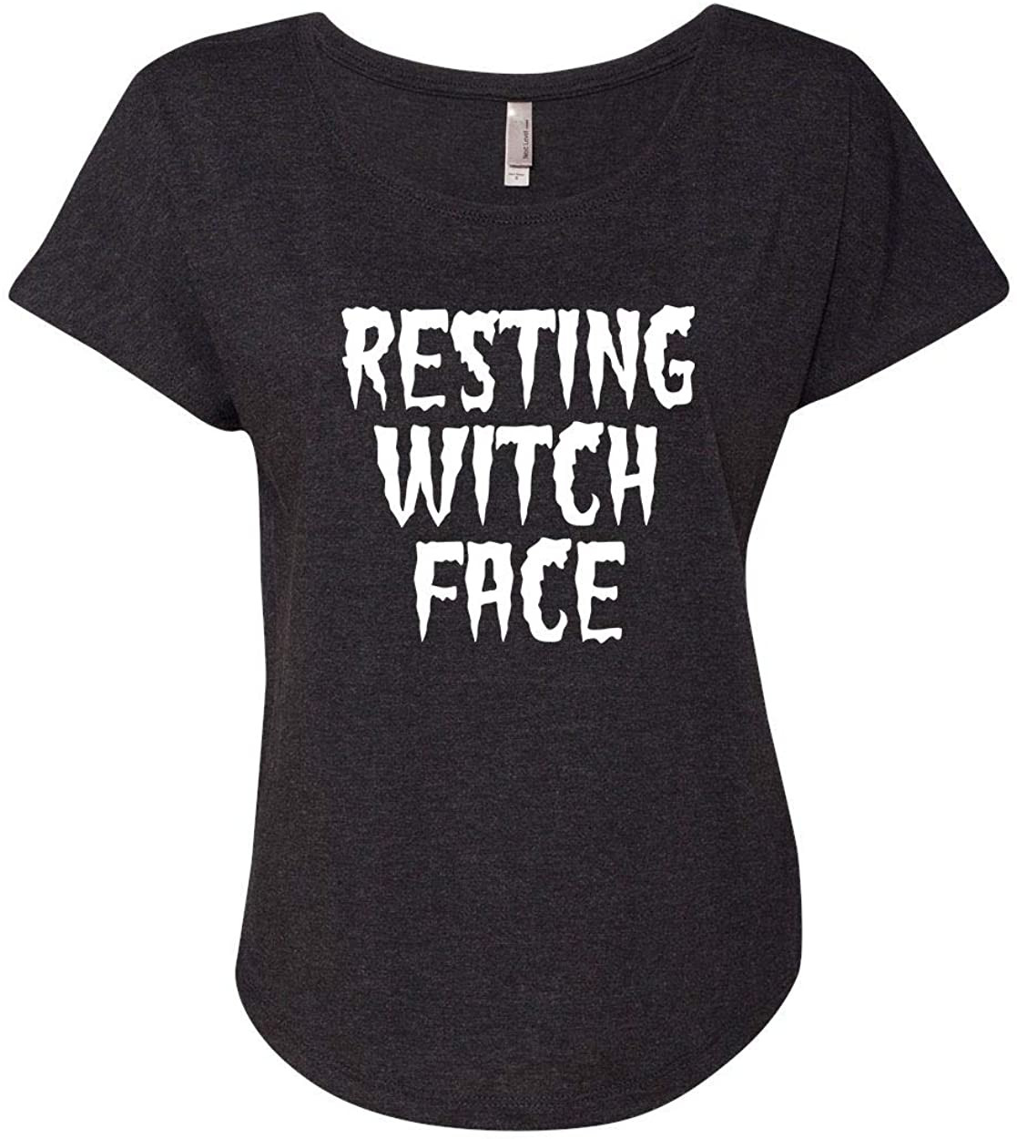 Halloween Spooky Resting Witch Face Ladies Flowy Fit Dolman Top-Vintage Black-XXXL T-Shirt