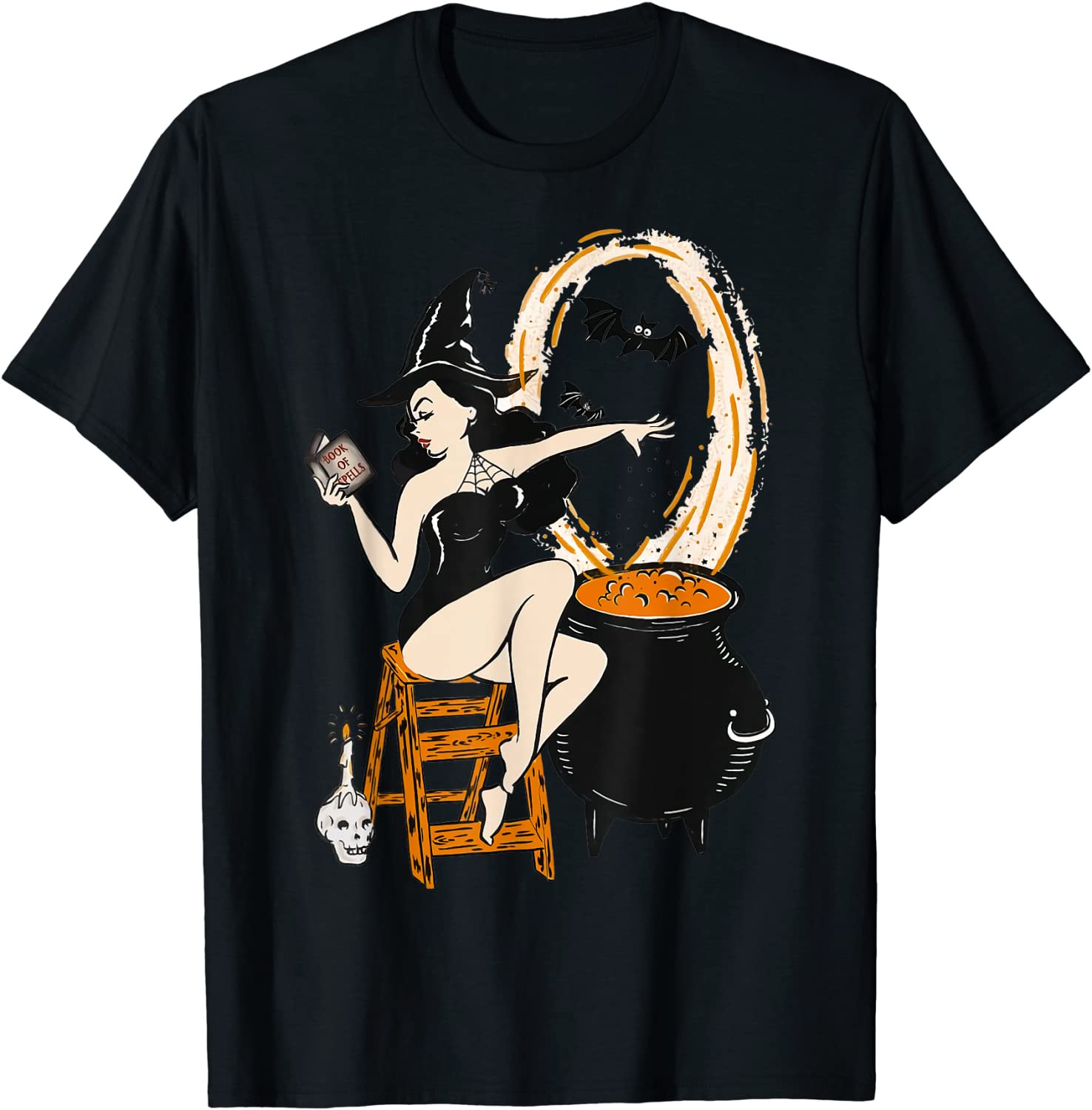 Halloween Witch Pin Up Vintage Retro T-Shirt