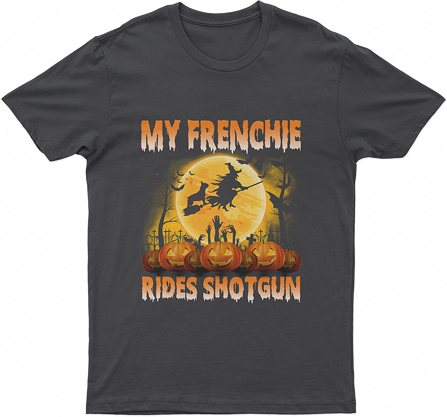 Happy Anniversary With Halloween Costume My Frenchie Cute Dog Rides Shotgun T-Shirt