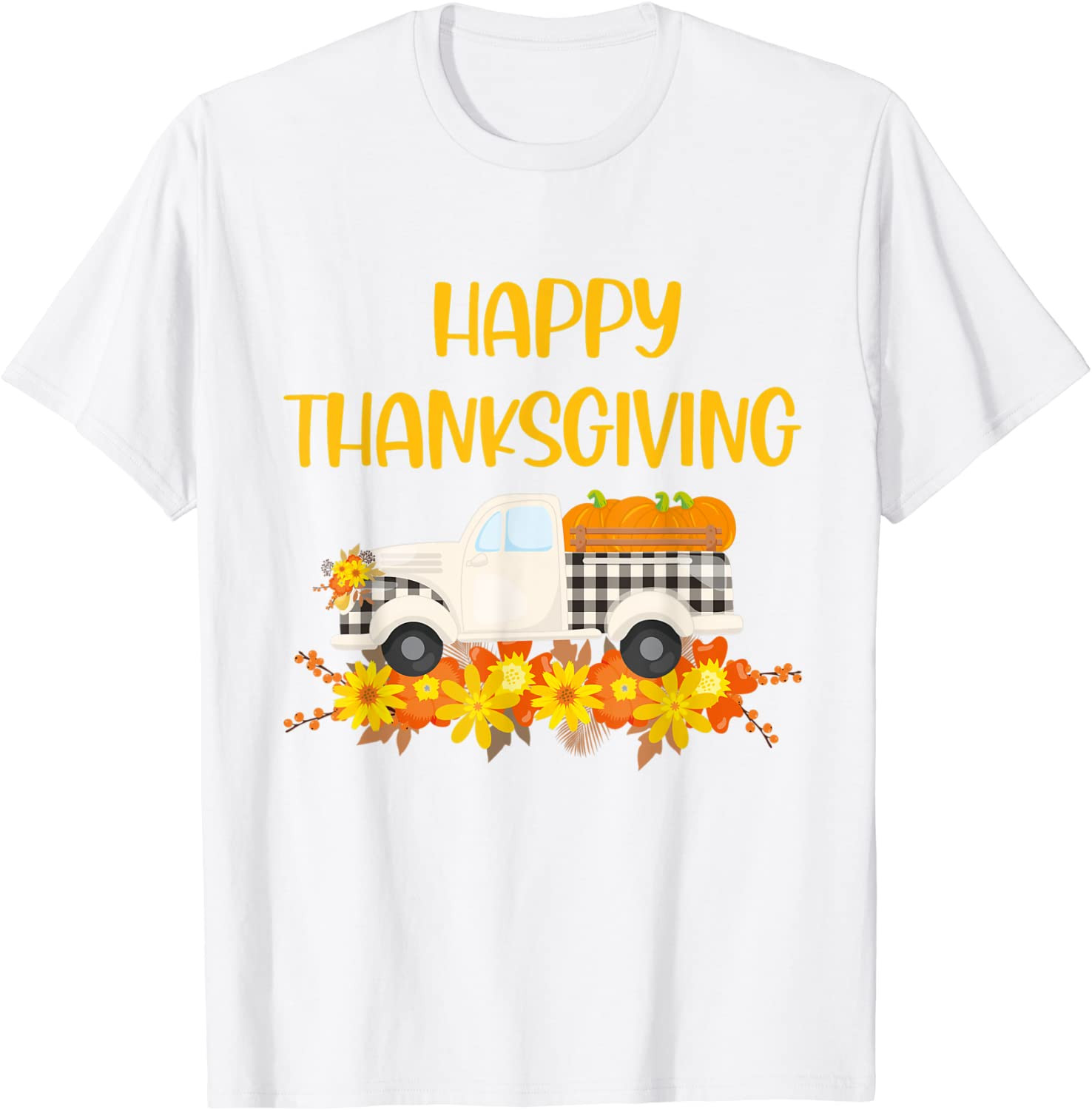 Happy Thanksgiving Day Fall Farm Truck Thankful Boys Girls T-Shirt