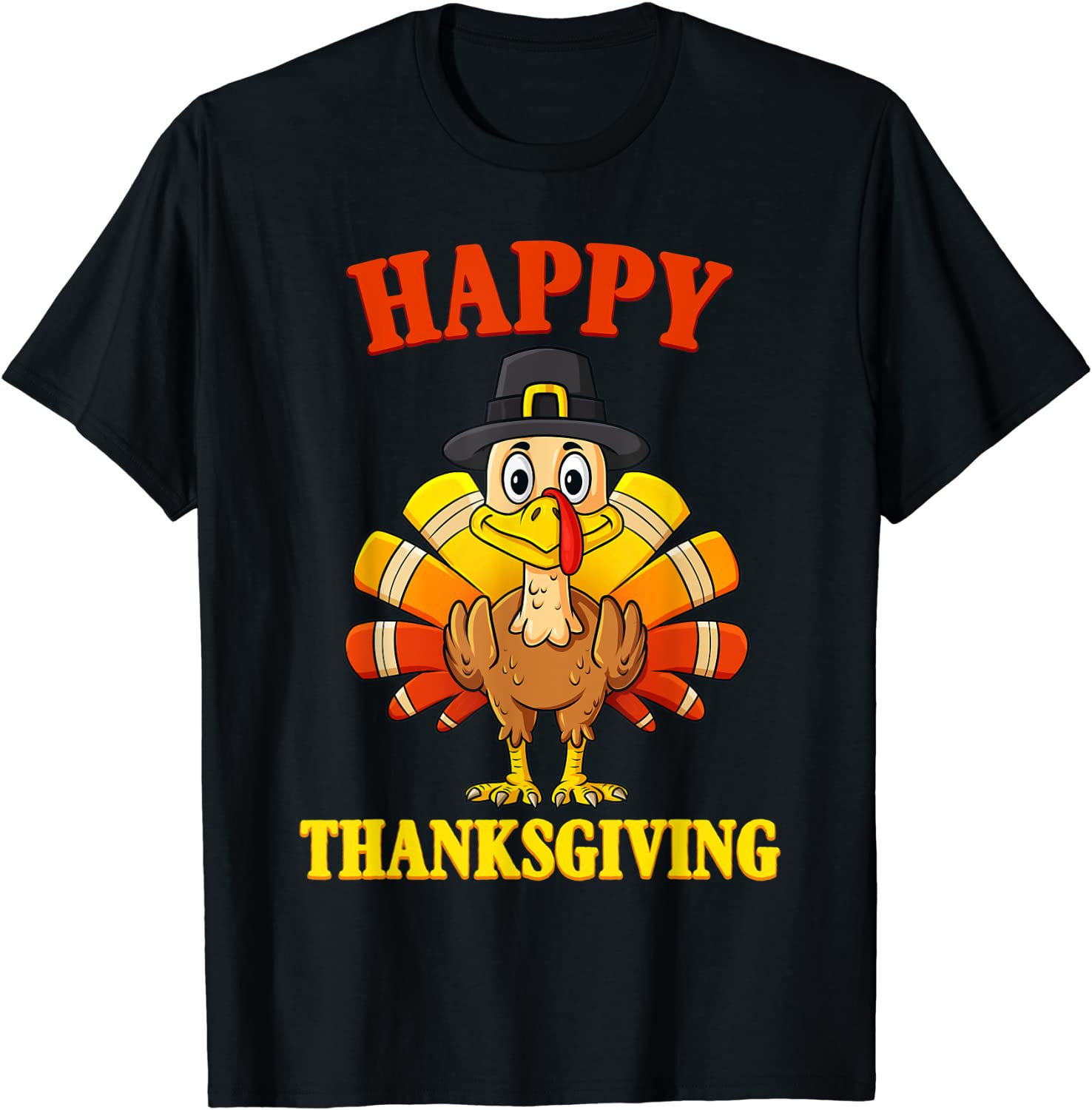 Happy Thanksgiving Turkey Pilgrim Boys Girls Kids Gift T-Shirt