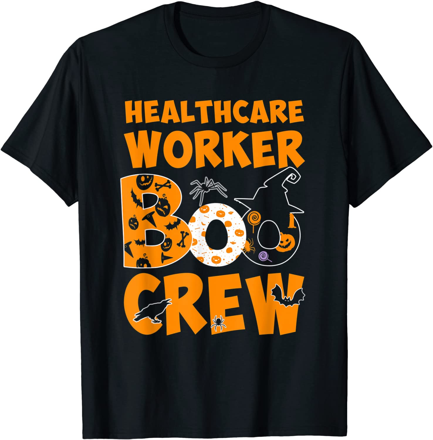 Healthcare Worker Boo Crew Pumpkin Spider Halloween T-Shirt