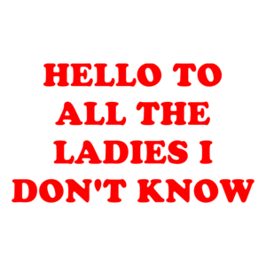 HELLO TO ALL THE LADIES I DON'T KNOW