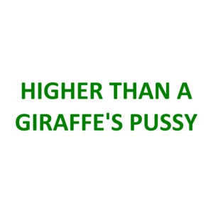 HIGHER THAN A GIRAFFE'S PUSSY