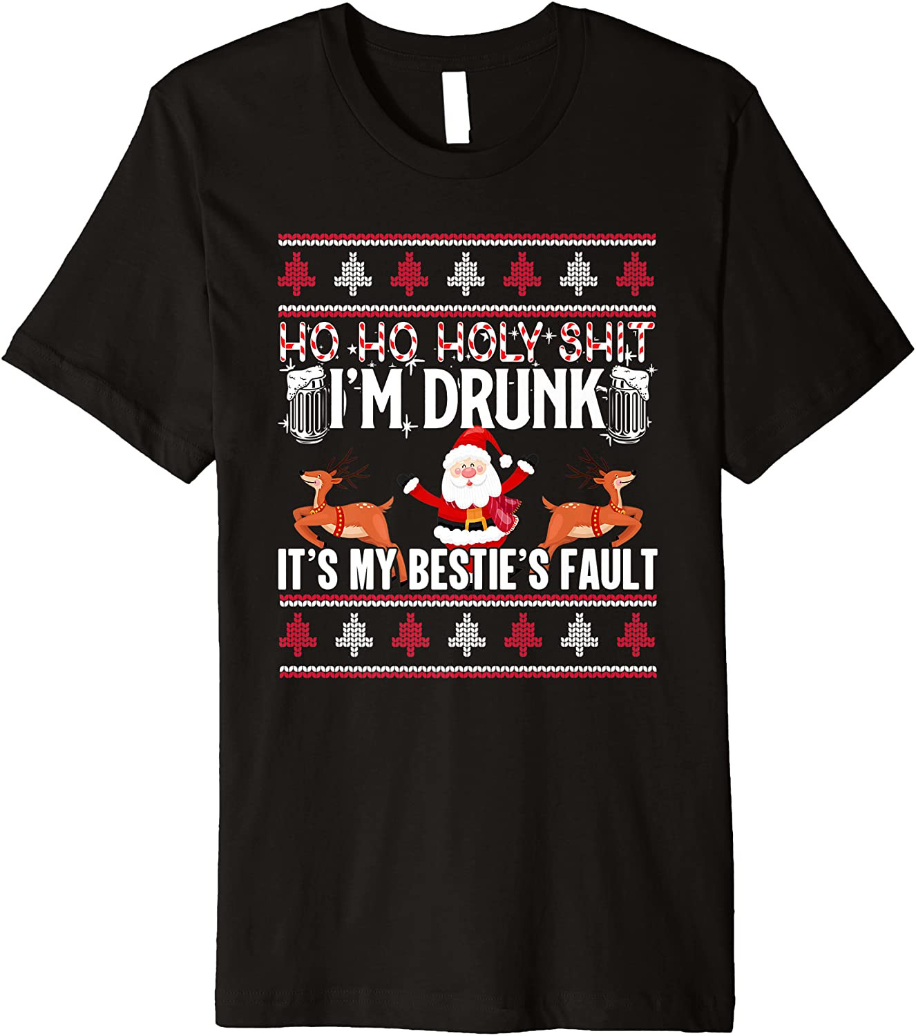 Ho Ho Holy Shit I'm Drunk Santa Beer Ugly Christmas  T-Shirt