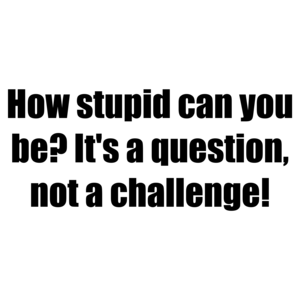 How stupid can you be? It's a question, not a challenge!