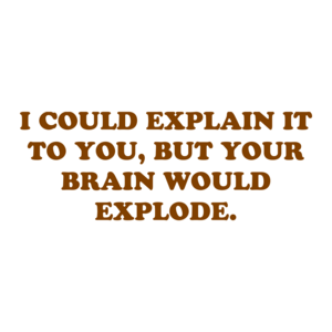 I COULD EXPLAIN IT TO YOU, BUT YOUR BRAIN WOULD EXPLODE.