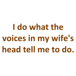 I do what the voices in my wife's head tell me to do.