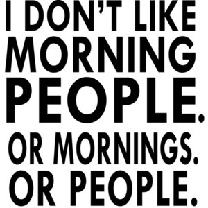 I don't like morning people. Or mornings. Or people.