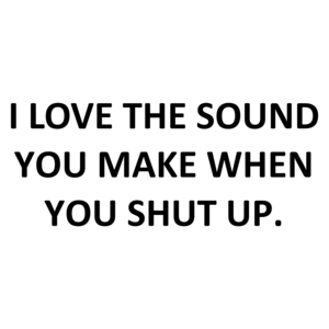 I LOVE THE SOUND YOU MAKE WHEN YOU SHUT UP.