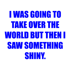 I WAS GOING TO TAKE OVER THE WORLD BUT THEN I SAW SOMETHING SHINY.