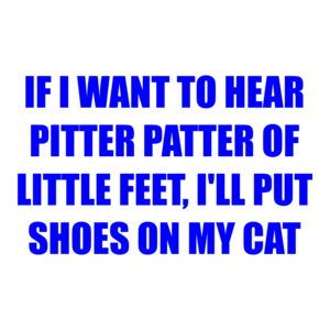 IF I WANT TO HEAR PITTER PATTER OF LITTLE FEET, I'LL PUT SHOES ON MY CAT