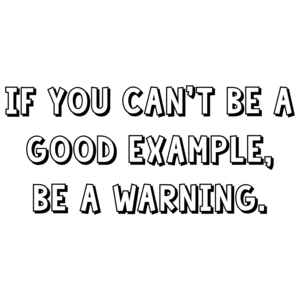 If you can't be a good example, be a warning.
