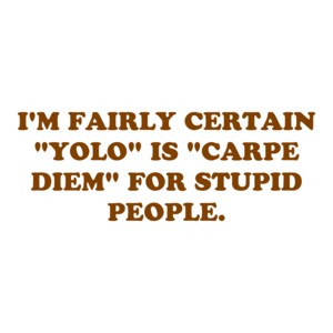I'M FAIRLY CERTAIN "YOLO" IS "CARPE DIEM" FOR STUPID PEOPLE.