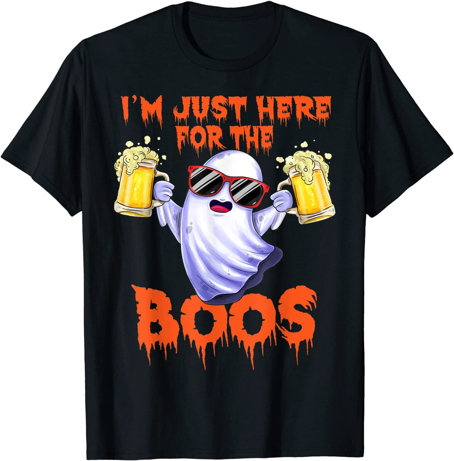 I'm Just Here For The Boos Ghost Drinking Halloween Beer T-Shirt