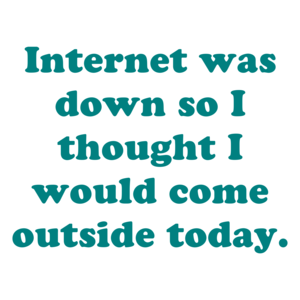 Internet was down so I thought I would come outside today.