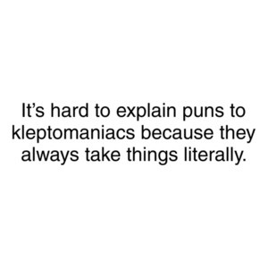 Its Hard To Explain Puns to Kleptomaniacs