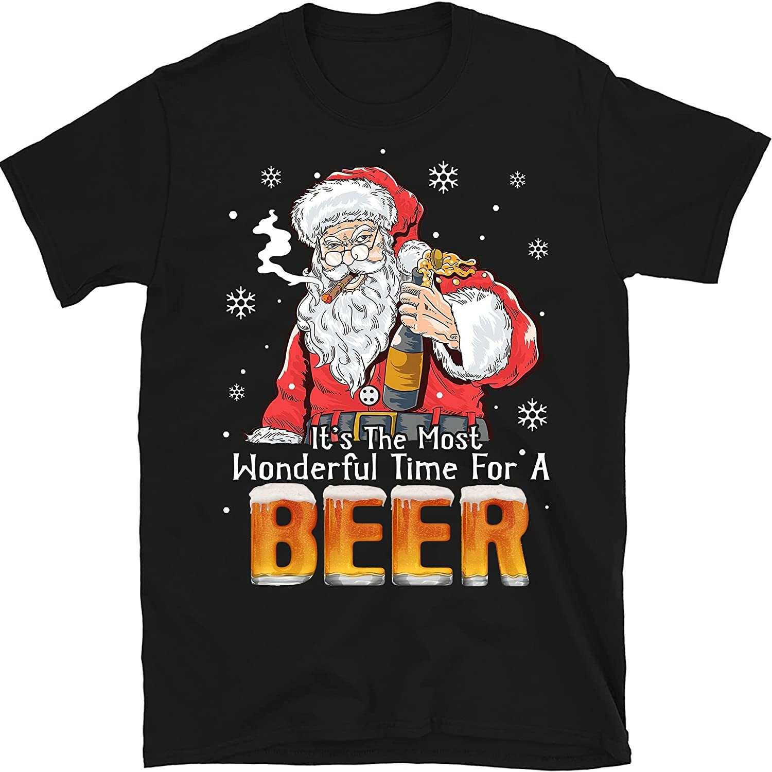 It's The Most Wonderful Time For A Beer Santa Claus Beer Christmas  T-Shirt