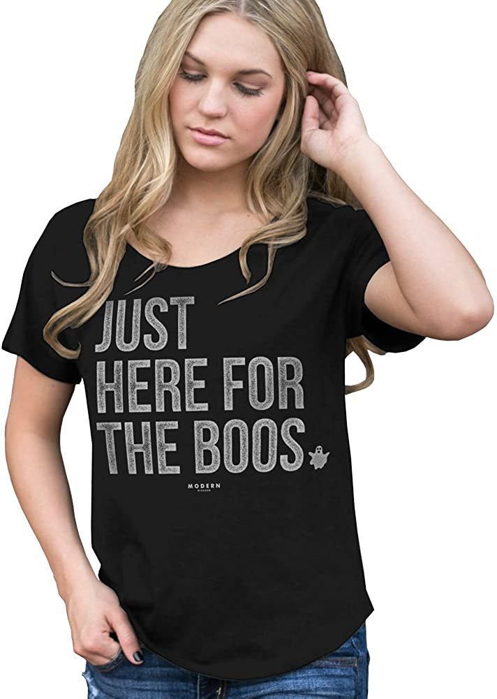 Just Here For The Boos Womens Halloween Dolman Ghost T-Shirt