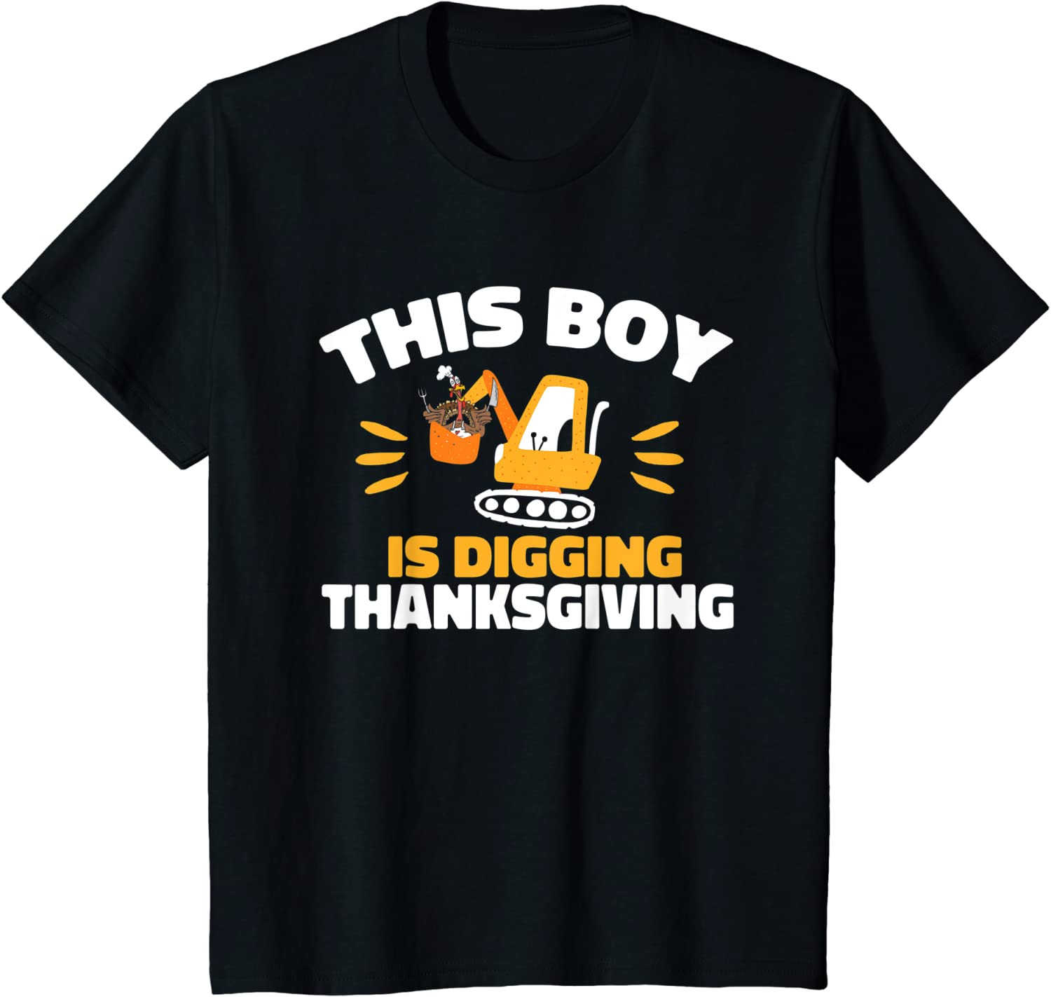 Kids Turkey Excavator This Boy Is Digging Thanksgiving T-Shirt