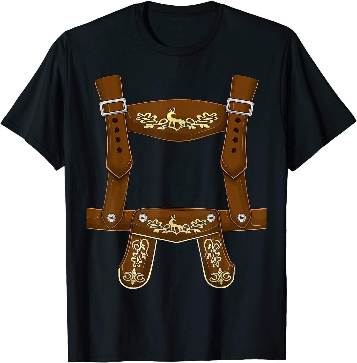 Lederhosen Suspenders Oktoberfest Costume Bavarian Beer Men T-Shirt