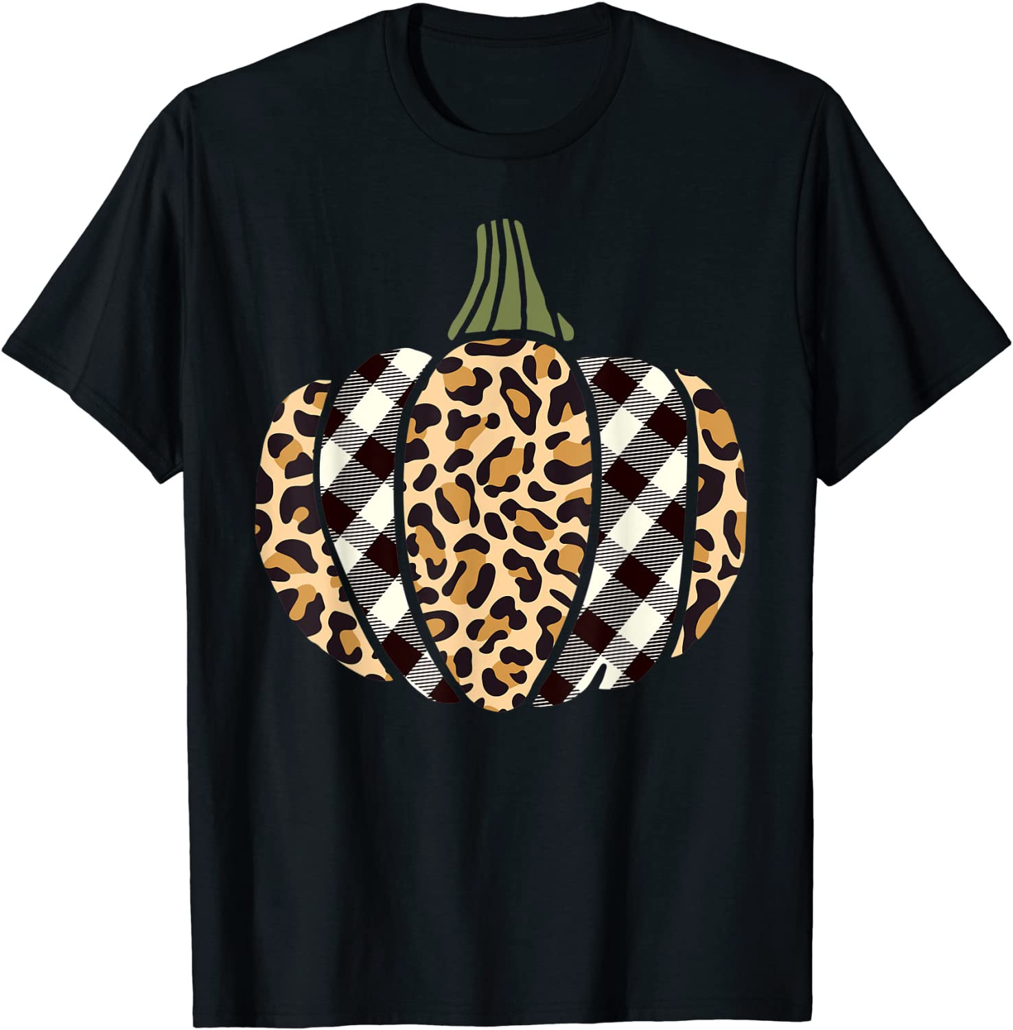 Leopard Plaid Pumpkin Woman Thanksgiving Gift Mother Mama T-Shirt