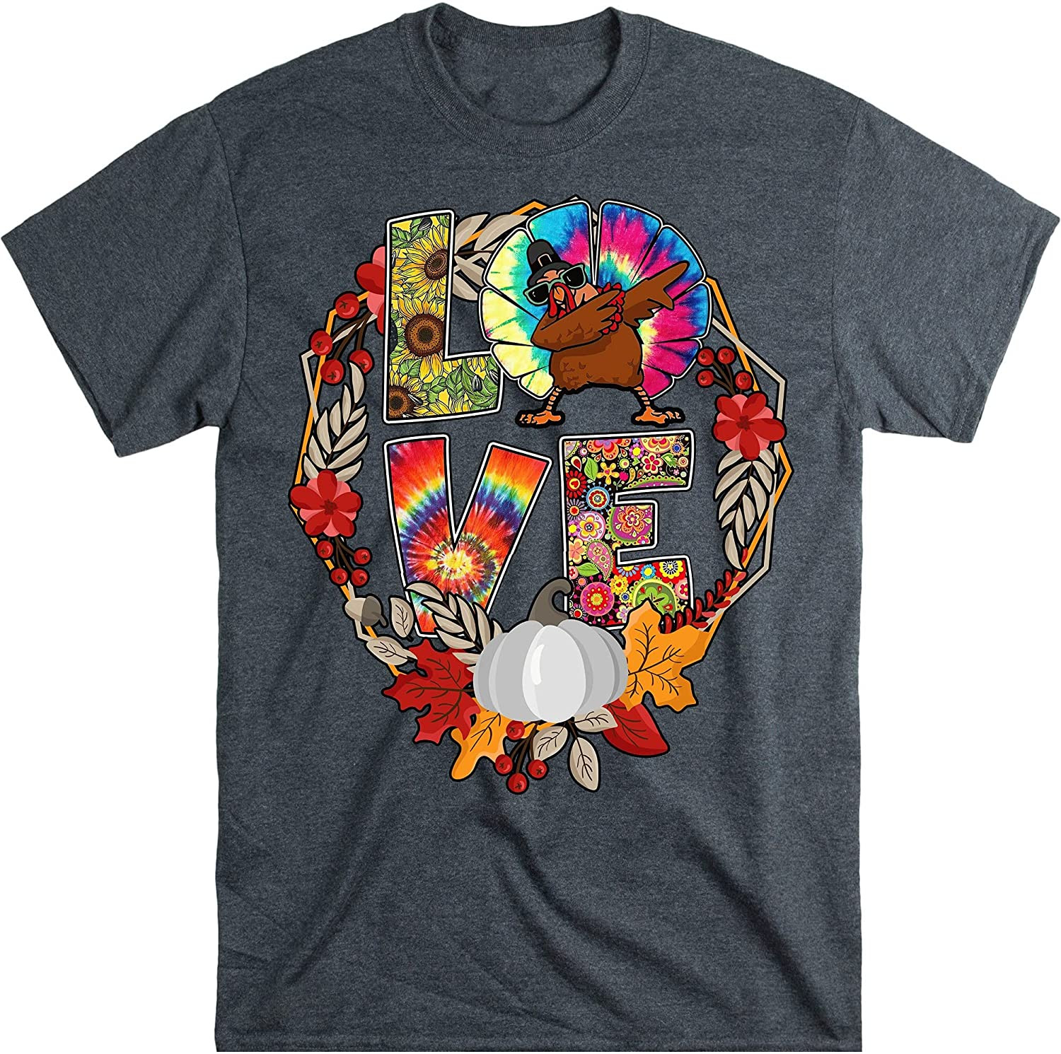 Love Hippie Turkey Thanksgiving  T-Shirt