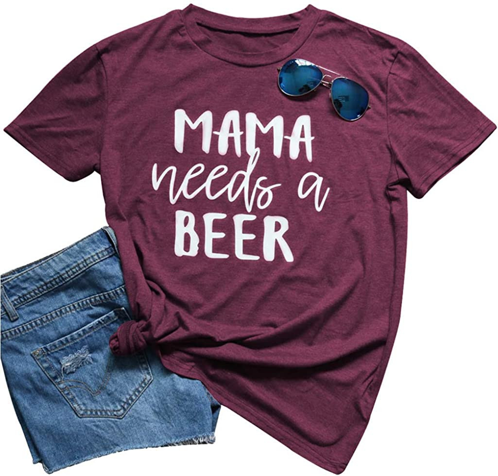 Mama Needs A Beer Letter Funny T-Shirt