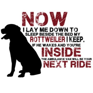 Now I lay me down to sleep beside my bed my rottweiler I keep. Rottweiler