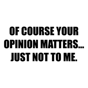 OF COURSE YOUR OPINION MATTERS... JUST NOT TO ME.