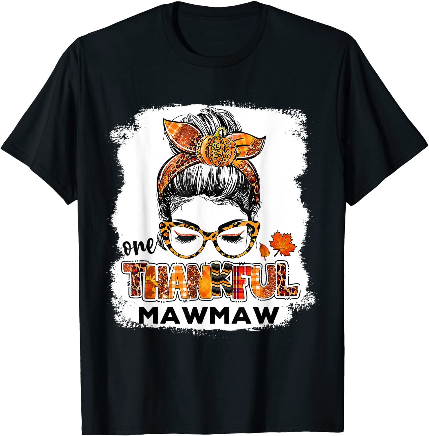 One Thankful Mawmaw Fall Costume Leaves Autumn Thanksgiving T-Shirt