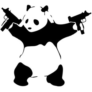 Panda Holding Machine Guns